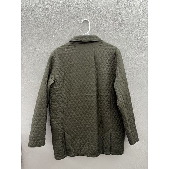 Barbour Womens Jacket Size 10 Green Quilted Snap Button Up Collared - Picture 6 of 10